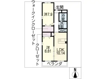 キャッスルヒルズ(2LDK/1階)の間取り写真