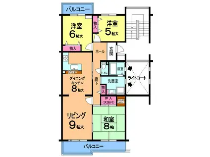 セカンドアベニュー木刈5号棟(3LDK/3階)の間取り写真
