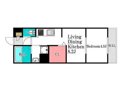 HARVEST MOON(1LDK/3階)の間取り写真