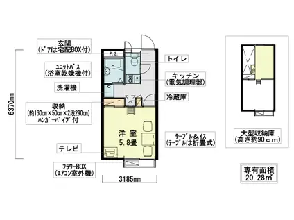 近鉄大阪線 長瀬駅 徒歩4分 2階建 築21年(1K/2階)の間取り写真