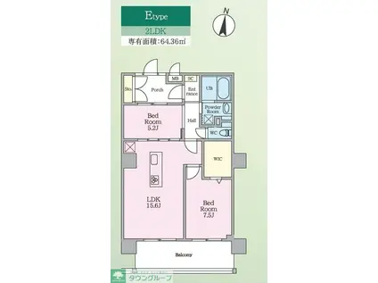 PJツリーネスト(2LDK/5階)の間取り写真