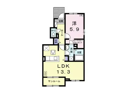 クローバー(1LDK/1階)の間取り写真