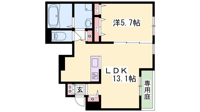 ソフィア ルミエールII(1LDK/1階)の間取り写真