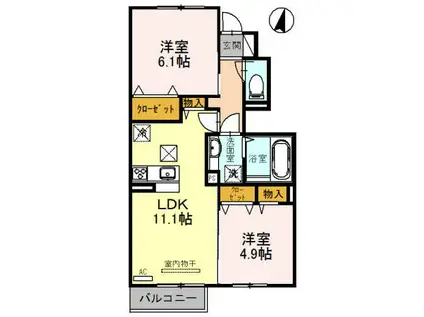 エスポワールII(2LDK/1階)の間取り写真