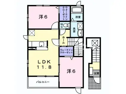 エバーグリーン(2LDK/2階)の間取り写真