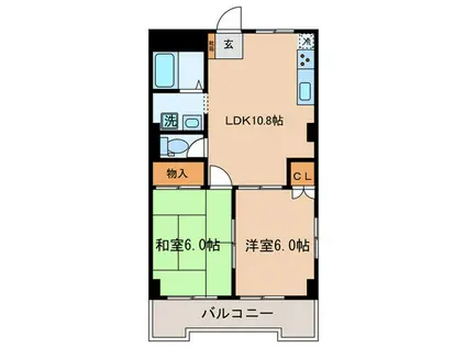 マンション如月(2LDK/4階)の間取り写真