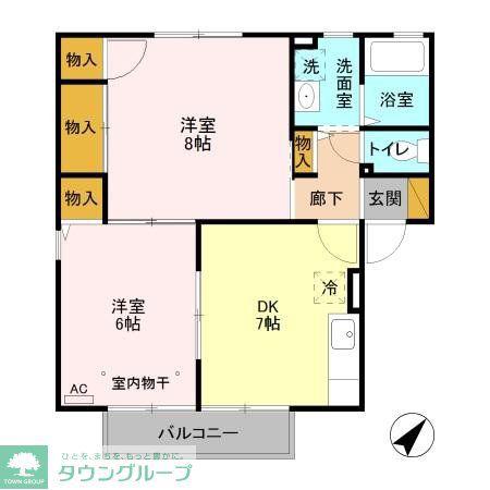 オリゾンA(2DK/1階)の間取り写真