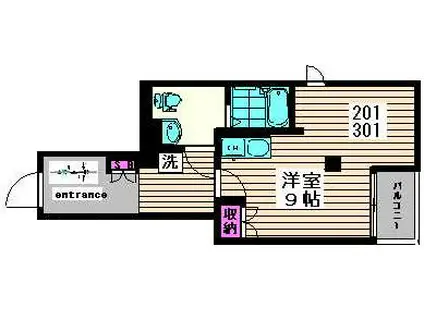 下落合ヒルズ(ワンルーム/3階)の間取り写真
