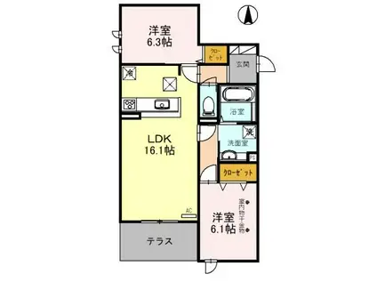 グラサ上穂積(2LDK/1階)の間取り写真