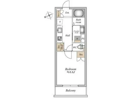 ザ・フォレスト立川(1K/1階)の間取り写真