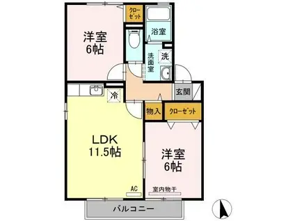 リミエルA棟(2LDK/2階)の間取り写真
