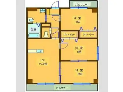 アムール松倉(3LDK/2階)の間取り写真