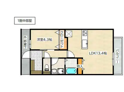 アーデル美鈴園(1LDK/1階)の間取り写真