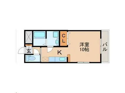 ガーデンハイツII(ワンルーム/2階)の間取り写真