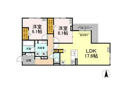 シャンドフルール(2LDK/2階)の間取り写真