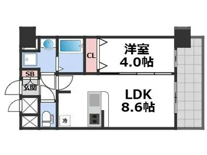 プレサンス鶴橋トレヴィエ(1LDK/8階)の間取り写真