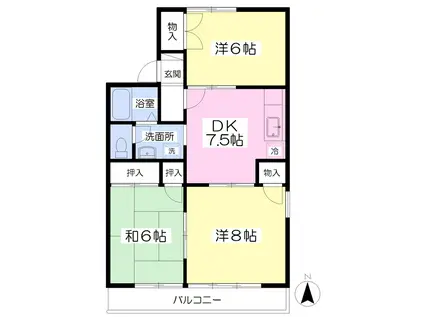 サンシティパークII(3DK/2階)の間取り写真