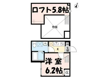 カムリンⅡ(1K/2階)の間取り写真