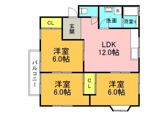 ハイム寺尾(3LDK/1階)の間取り写真