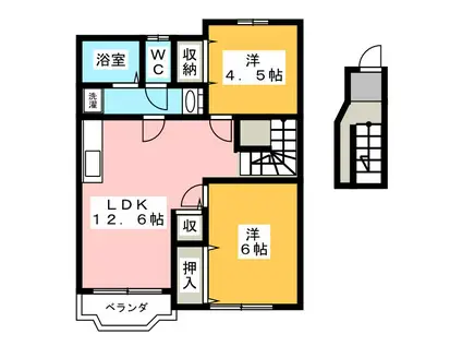 ヴィヴァーチェ A(2LDK/2階)の間取り写真