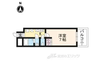 グランドフェニックス二条城(1K/4階)の間取り写真