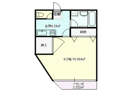 メール夕凪(ワンルーム/2階)の間取り写真