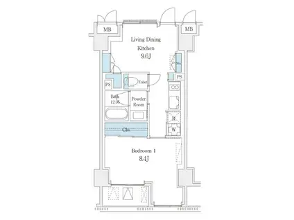 ジェーピーノイエ横浜平沼(1LDK/9階)の間取り写真