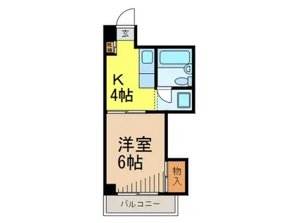 グローリーマンション(1K/4階)の間取り写真