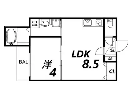 TRE COURT 兵庫II(1LDK/2階)の間取り写真