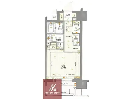 エイペックス大阪城西(1K/4階)の間取り写真