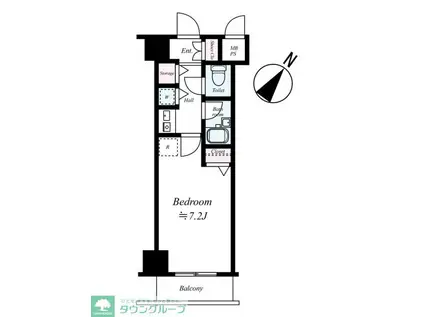 グランド・ガーラ笹塚(1K/2階)の間取り写真