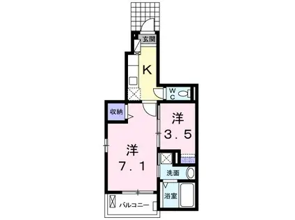 CASA荒川 PART3(1SK/1階)の間取り写真