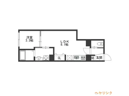 LUORE黒川イースト(1LDK/2階)の間取り写真