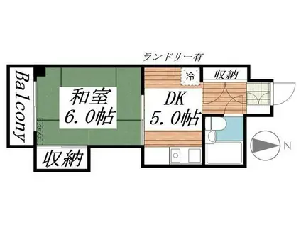 ブルーリーフ・K(1DK/2階)の間取り写真