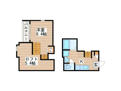 RIZEST春夏秋冬ー秋-(1K/1階)の間取り写真