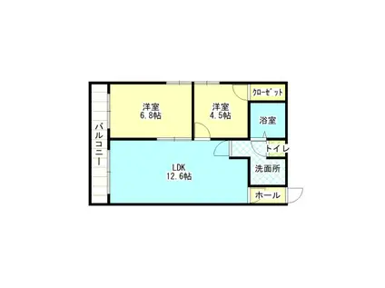 ベルガ熊谷(2LDK/2階)の間取り写真