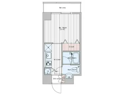 エスタシオン雪谷(1K/3階)の間取り写真