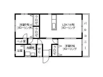PET-COM南福岡(2LDK/1階)の間取り写真