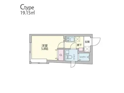 クーカイ・テラス代田橋(1K/3階)の間取り写真