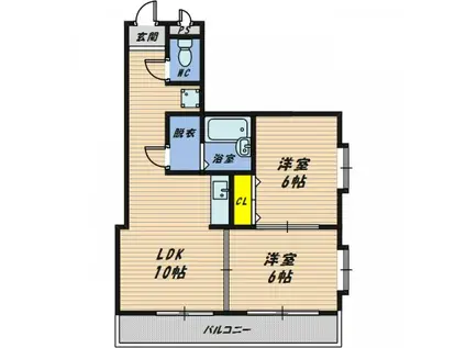 エクレーヌ橋本(2LDK/3階)の間取り写真