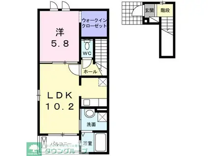 ルミエール(1LDK/2階)の間取り写真