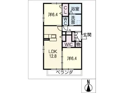 リオリエント岐南(2LDK/2階)の間取り写真