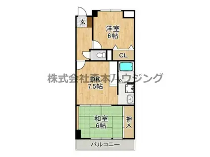 レジデンス鶴見緑地(2DK/4階)の間取り写真