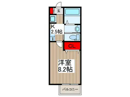 キャメル西所沢プレミア(1K/2階)の間取り写真