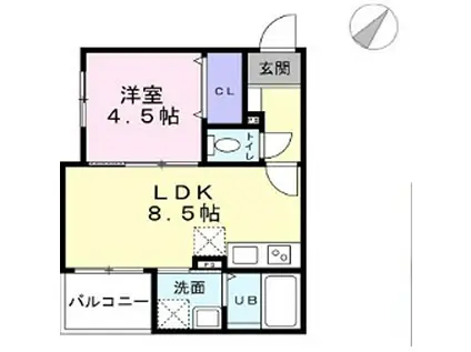 EIJU富士見台駅前(1LDK/3階)の間取り写真
