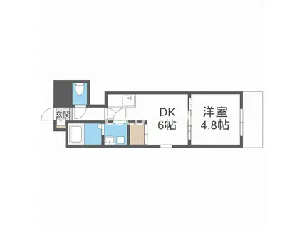 プリモパッソ谷町9丁目(1DK/2階)の間取り写真