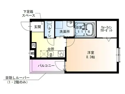 フジパレス上小阪(1K/3階)の間取り写真