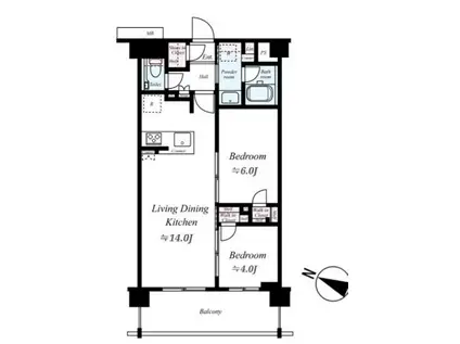 GENOVIA 隅田川イースト SKYGARDEN(2LDK/4階)の間取り写真