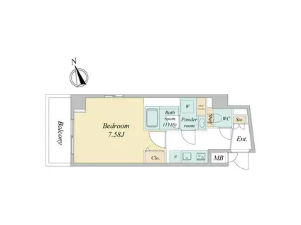 エヌステージニシクニタチ(1K/1階)の間取り写真