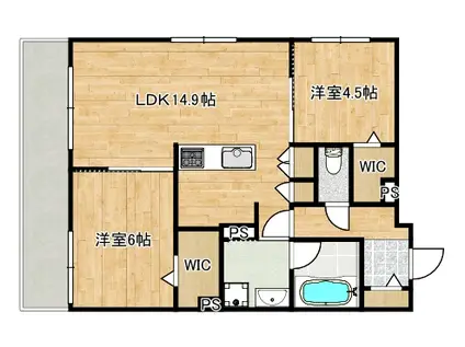 登戸ヘーベルメゾン東棟(2LDK/1階)の間取り写真